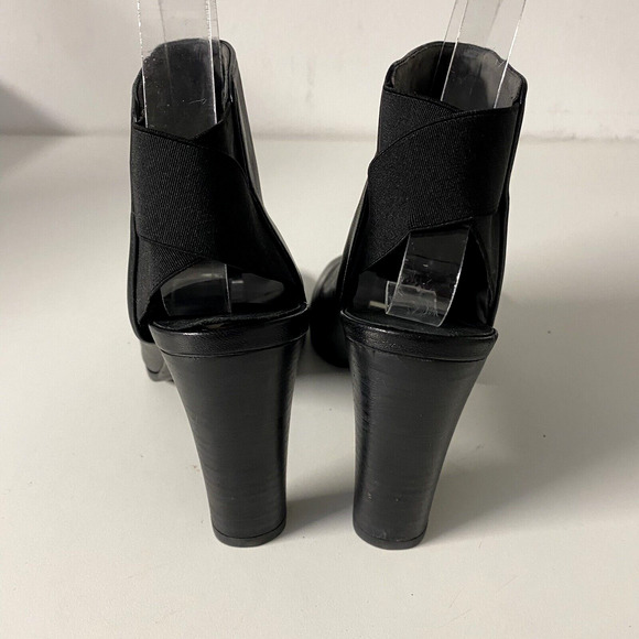 Stuart Weitzman Hereitis Open Toe Leather Boot Black Criss Cross Elastic… - Picture 6 of 10